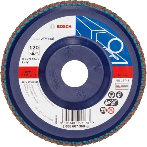 Bosch Professional X551 Expert for Metal Fächerschleifscheibe gerade K120, 125x22.23mm, 1 Stück