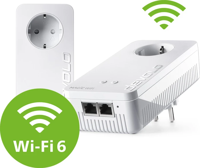 devolo Magic 2 WiFi 6 next Starter Kit, Powerline/WLAN-Access Point und Powerline-Adapter Set, 2er-Bundle