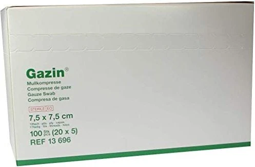 Lohmann & Rauscher Gazin Mullkompresse steril 12-fach, 7.5 x 7.5cm, 100 Stück (20x 5 Stück)