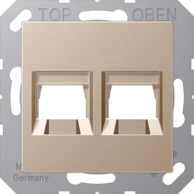 Jung Abdeckung (gerastet) für Modular-Jack-Steckbuchsen, 2fach, UMA-CAT6A, RADIALL, Panduit, Assmann, Thermoplast, Serie AS, champagner