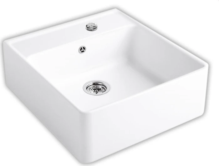 Villeroy & Boch Spülstein Becken mittig mit Ablauffernbedienung snow white