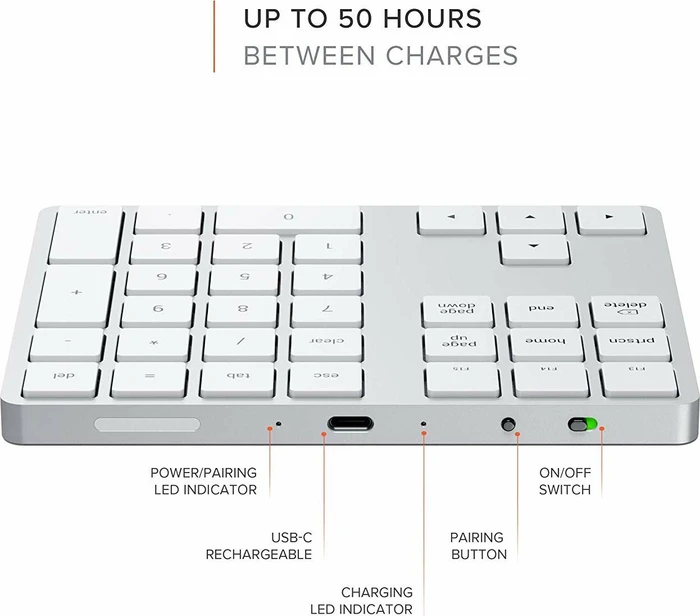 Satechi Extended Wireless Keypad Mac, silber, Bluetooth