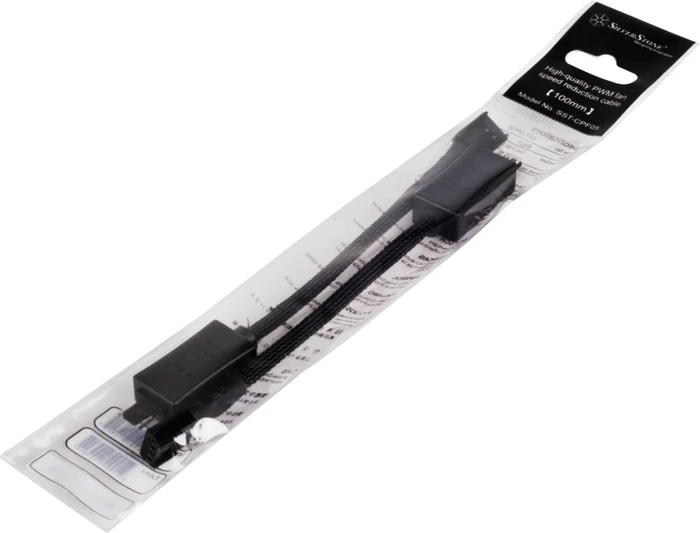 SilverStone CPF05, 4-Pin Verlängerung, sleeved, schwarz