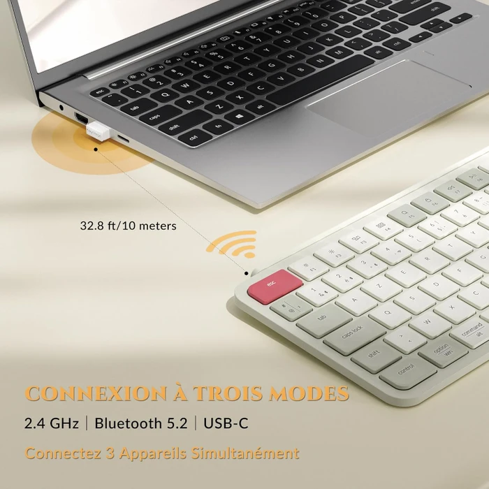 Keychron B6 Pro Ultra-Slim Wireless, Vintagerot, USB/Bluetooth, FR