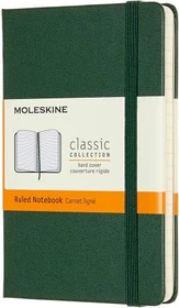 Moleskine Klassik Notizbuch, 90x140mm, liniert, fester Einband Pocket, myrtengrün, 192 Blatt