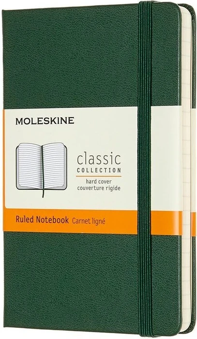 Moleskine Klassik Notizbuch, 90x140mm, liniert, fester Einband Pocket, myrtengrün, 192 Blatt