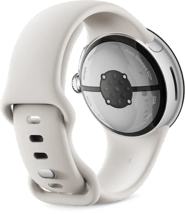 Google Pixel Watch 2 (LTE) Polished Silver mit Sportarmband Porcelain