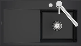Villeroy & Boch Subway Style 50 Einbau Becken rechts mit Ablauffernbedienung pure black