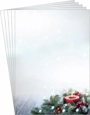 Sigel Weihnachtsmotiv Candlelight Cheer Kunstdruckpapier sehr helles blau, A4, 90g/m², 100 Blatt