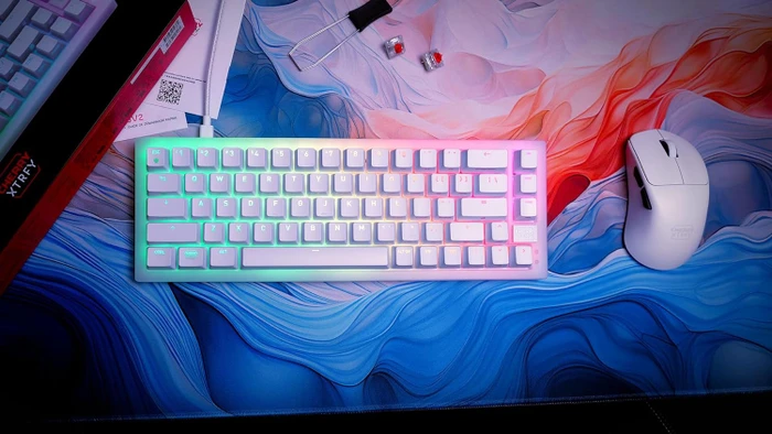 Cherry Xtrfy K5V2 Compact, Transparent White, LEDs RGB, hot-swap, MX2A RGB RED, USB, DE