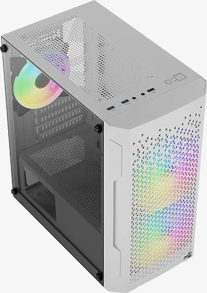 AeroCool Trinity Mini White, weiß, Lüfter LED RGB, Glasfenster