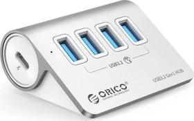 Orico Aluminium USB-Hub 4-Port 5Gbps, 4x USB-A 3.0, USB-C 3.0 [Buchse]