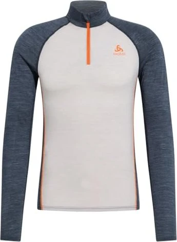 Odlo Performance Wool 150 Baselayer Halfzip Funktionsshirt langarm silver cloud/india ink melange (Herren)