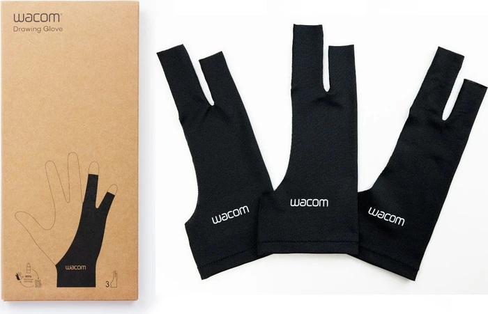 Wacom Drawing Glove, Zeichenhandschuh, schwarz, 3er-Pack