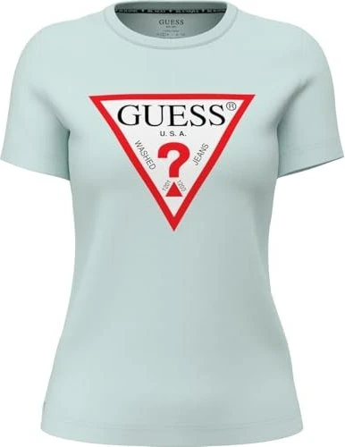 Guess Logo-Dreieck T-Shirt kurzarm grün (Damen)