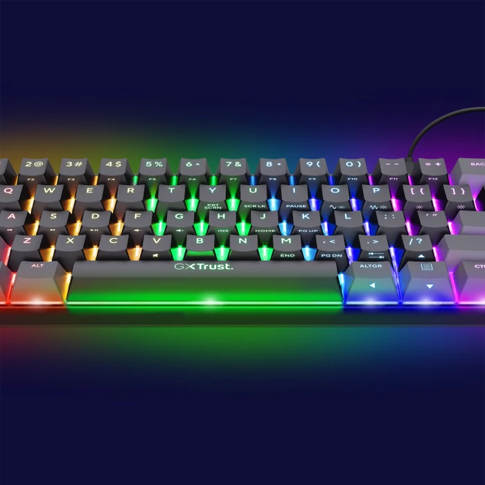 Trust Gaming GXT 867 Acira, 60%, schwarz, LEDs RGB, Outemu Red, USB, US