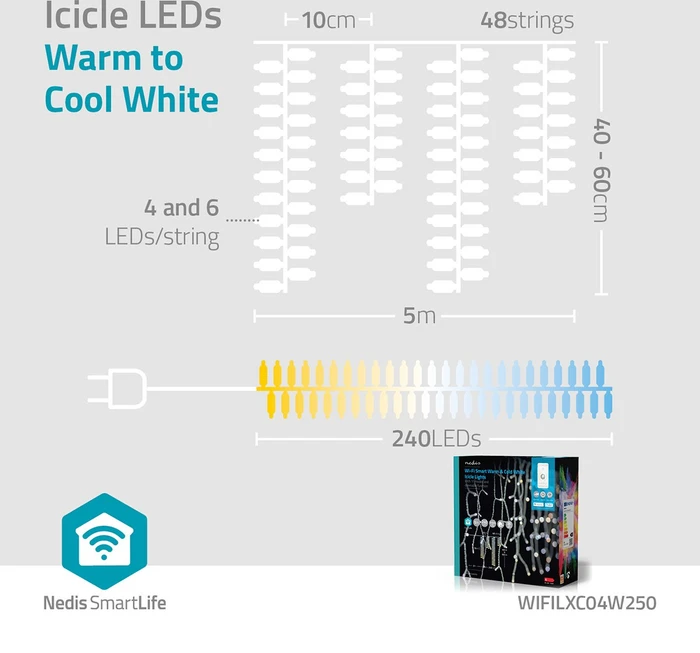 Nedis Smart Life Lichternetz LED 400x warmweiß