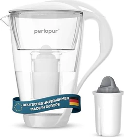 PearlCo Glas Tischwasserfilter inkl. Kartusche Classic protect+ weiß