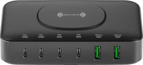 4smarts 7in1 GaN Ladestation 100W mit Wireless Charger schwarz/grau