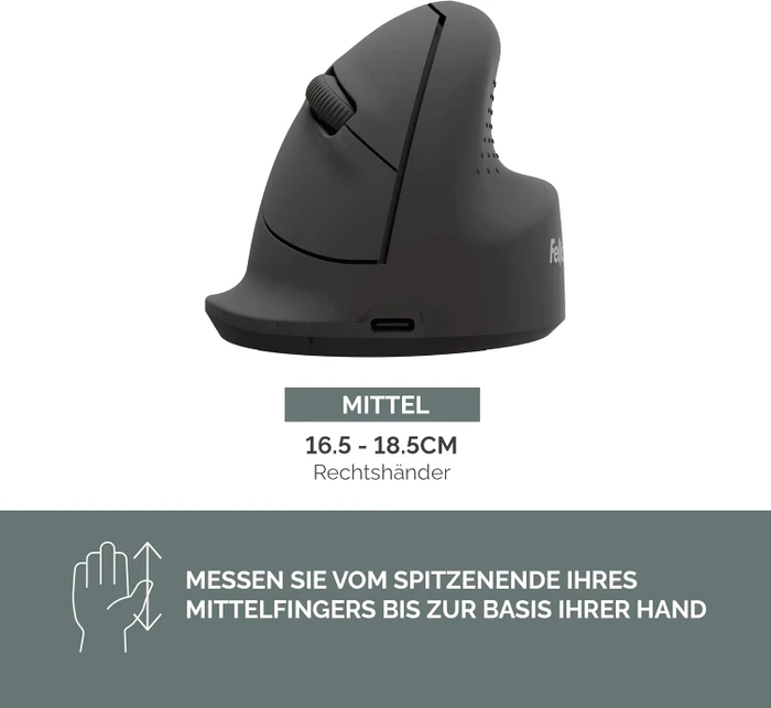 Fellowes Breyta Vertical Mouse, medium, schwarz, USB/Bluetooth