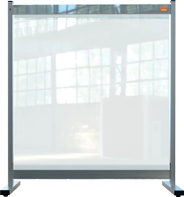 Nobo Premium Plus Schreibtisch-Trennwand aus durchsichtiger Folie, transparent/grau, 77x86cm