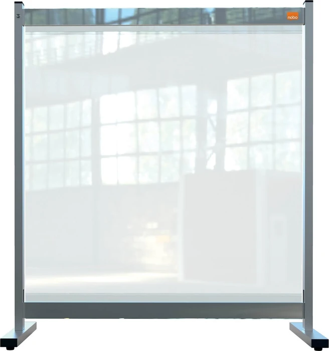 Nobo Premium Plus Schreibtisch-Trennwand aus durchsichtiger Folie, transparent/grau, 77x86cm