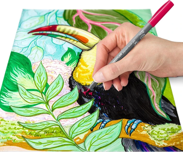 Staedtler pigment brush pen 371 karminrot, 10er-Pack