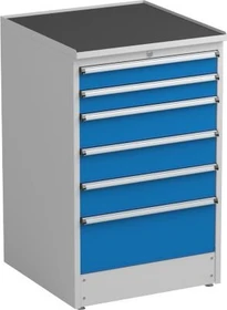 Treston Serie 70 Schubladenschrank, 6 Schubladen, lichtgrau/blau, Container