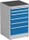 Treston Serie 70 Schubladenschrank, 6 Schubladen, lichtgrau/blau, Container