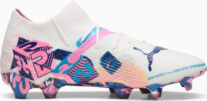 Puma Future 7 Ultimate Volume Up FG/AG puma white/luminous blue/poison pink/fizzy melon (Damen)
