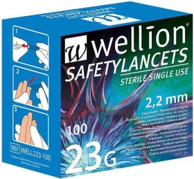 Wellion SafetyLancets 23G Lanzetten, 100 Stück