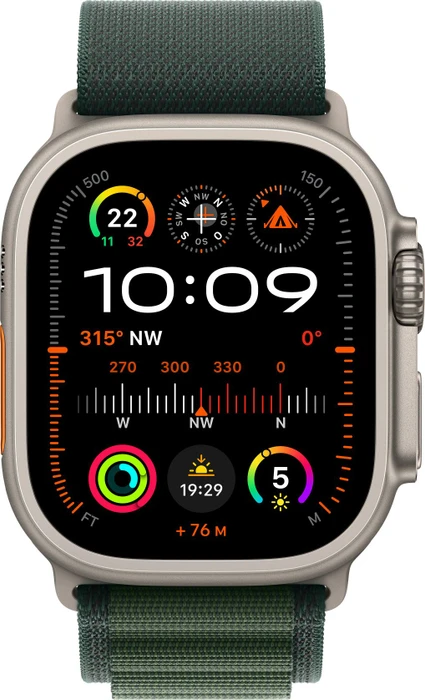 Apple Alpine Loop Large für Apple Watch Ultra 49mm dunkelgrün/titan natur