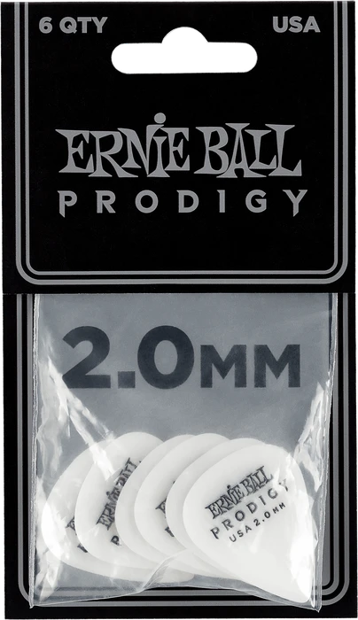 Ernie Ball White Standard Prodigy Pick, 2.0mm, 6-Pack