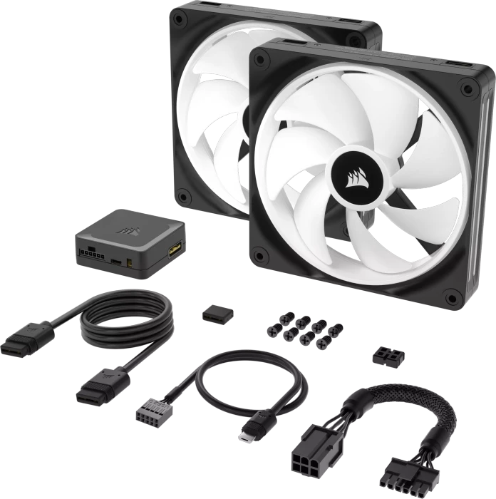 Corsair iCUE LINK QX140 RGB Starter Kit, schwarz, LED-Steuerung, 140mm, 2er-Pack