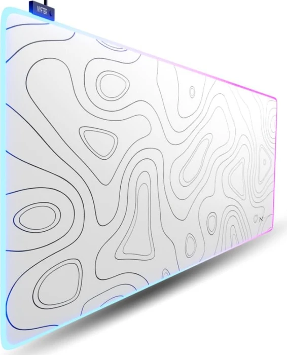 Nyfter Nyfpad RGB XXL Topography Gaming Mousepad, 900x500mm, weiß