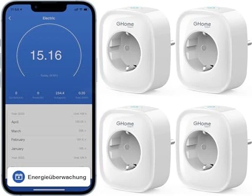 Gosund SP1 Smart Wi-Fi Plug, Smart-Steckdose mit Strommessfunktion, 4er-Pack
