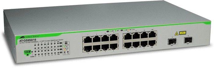 Allied Telesis GS950 Desktop Gigabit Smart Switch, 14x RJ-45, 2x RJ-45/SFP
