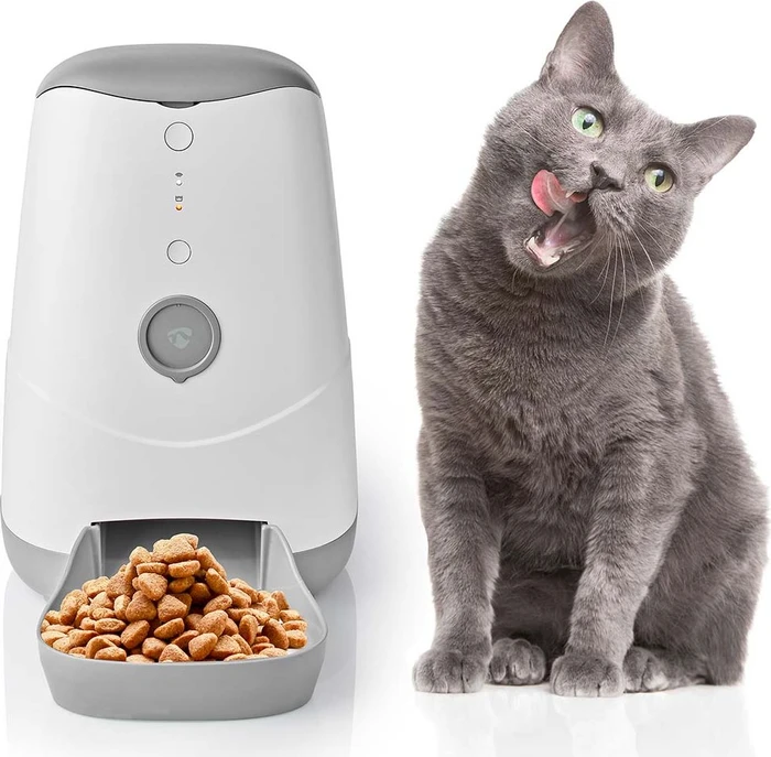 Nedis SmartLife Futterspender für Haustiere, weiß/grau