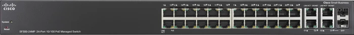 Cisco SF300 Rackmount Managed Switch, 24x RJ-45, 2x RJ-45/SFP, 375W PoE+