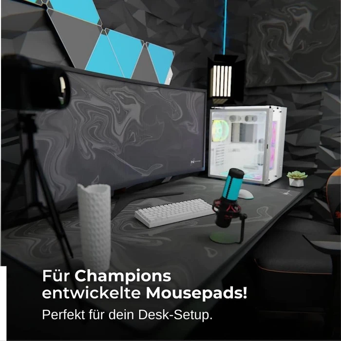 Nyfter Nyfpad XXL Liquid Premium Gaming Mousepad, 900x500mm, Design grau/schwarz