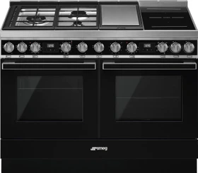 Smeg Portofino CPF120IGMPBL Doppel-Elektroherd mit Gas-/Induktionskochfeld