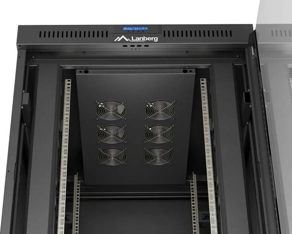 Lanberg 19" Rackschrank 22HE, LCD, freistehend, Flat Pack, V2, Glastür, IP20, RAL 9004, 1000mm tief