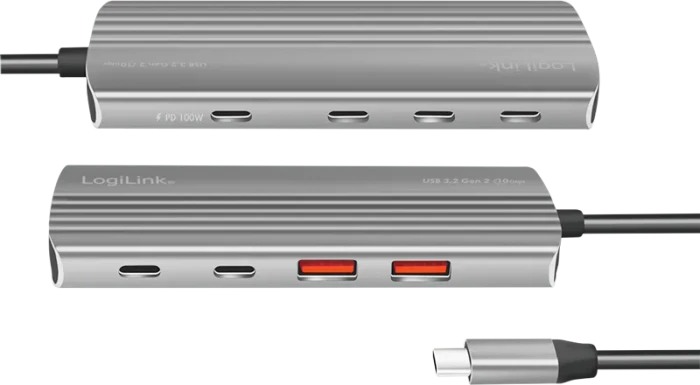 LogiLink Ultra-Slim USB-Hub, 5x USB-C 3.1/2x USB-A 3.1, USB-C 3.1 [Stecker]