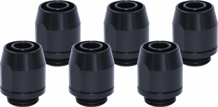 Alphacool HF Anschraubtülle TPV Metall G1/4" auf 12.7/7.6mm schwarz, 6er-Pack