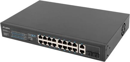 Lanberg RSFE Rackmount Switch, 16x RJ-45, 2x RJ-45/SFP, 250W PoE+