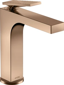 Hansgrohe Axor Citterio 160 Waschbeckenarmatur mit Hebelgriff Ablauffernbedienung und Rautenschliff polished red gold