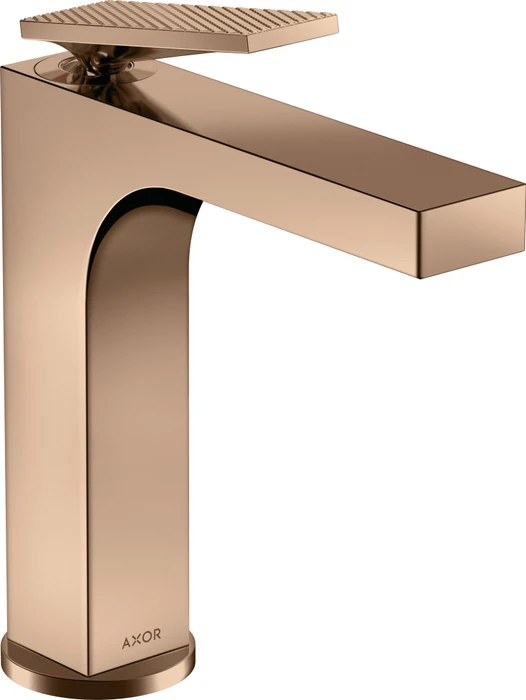 Hansgrohe Axor Citterio 160 Waschbeckenarmatur mit Hebelgriff Ablauffernbedienung und Rautenschliff polished red gold