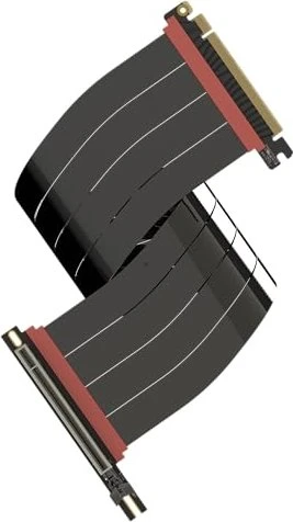 LinkUP AVA5 v4 ITX Armour Riser Kabel, rechts gerichtet, gewinkelt, PCIe 5.0, 500mm, schwarz