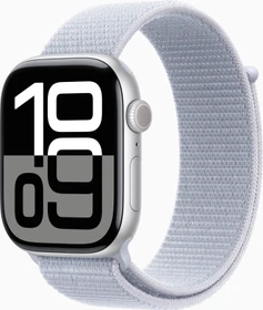 Apple Watch Series 10 (GPS) 46mm Aluminium silber mit Sport Loop Blaue Wolke