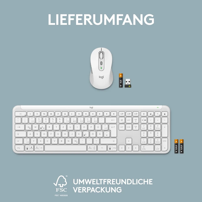 Logitech MK950 Signature Slim Combo Off-White, Logi Bolt, USB/Bluetooth, DE